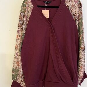 NWT BloomChic Burgundy Textured Top
